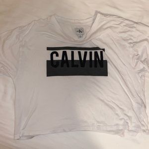 white calvin klein crop top